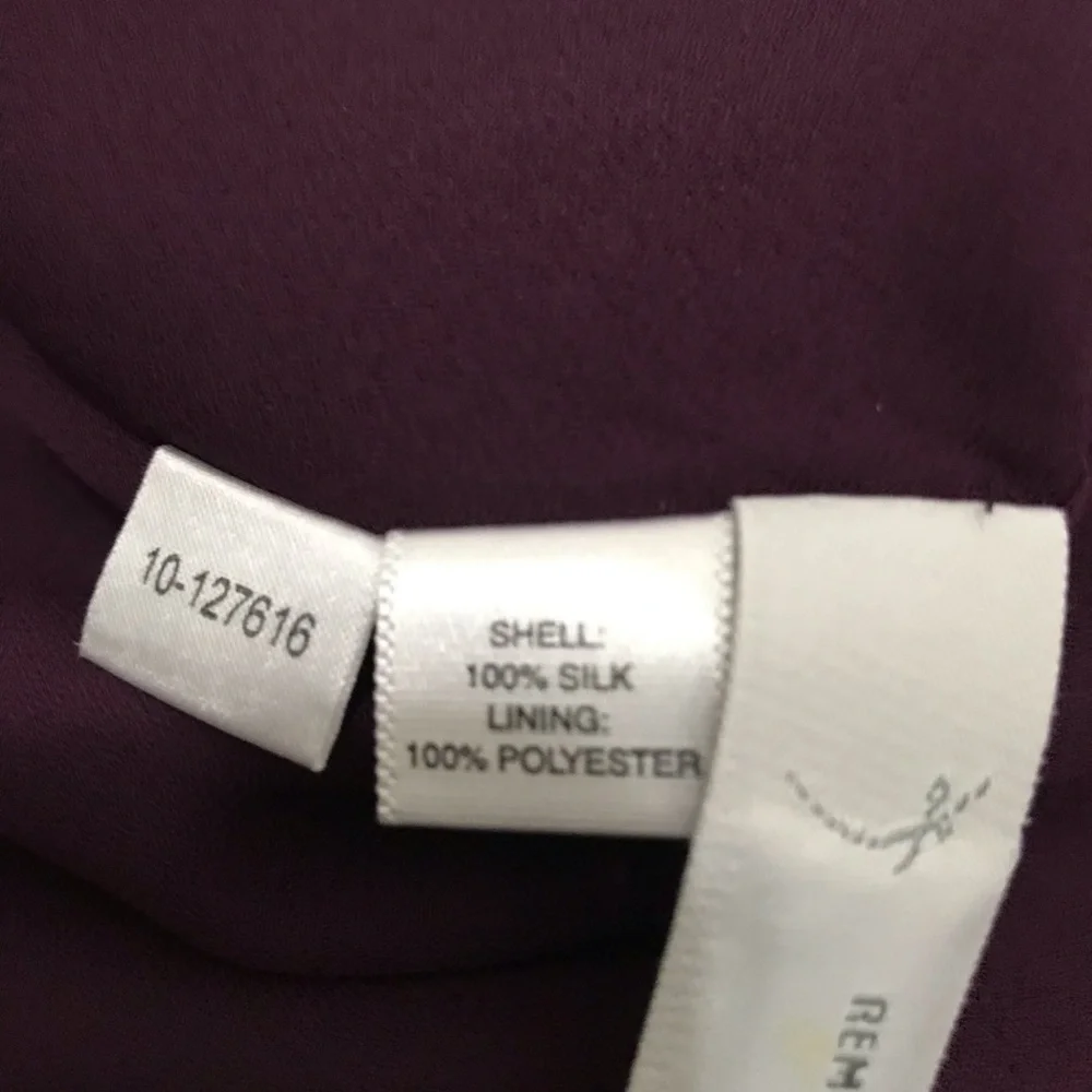 Ann Taylor Silk Sleeveless V-Neck Burgundy Patterned Dress Size 6